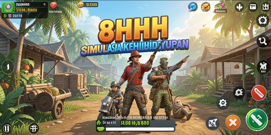 Screenshot dari gameplay yang menampilkan kehidupan sehari-hari di 8HHH.