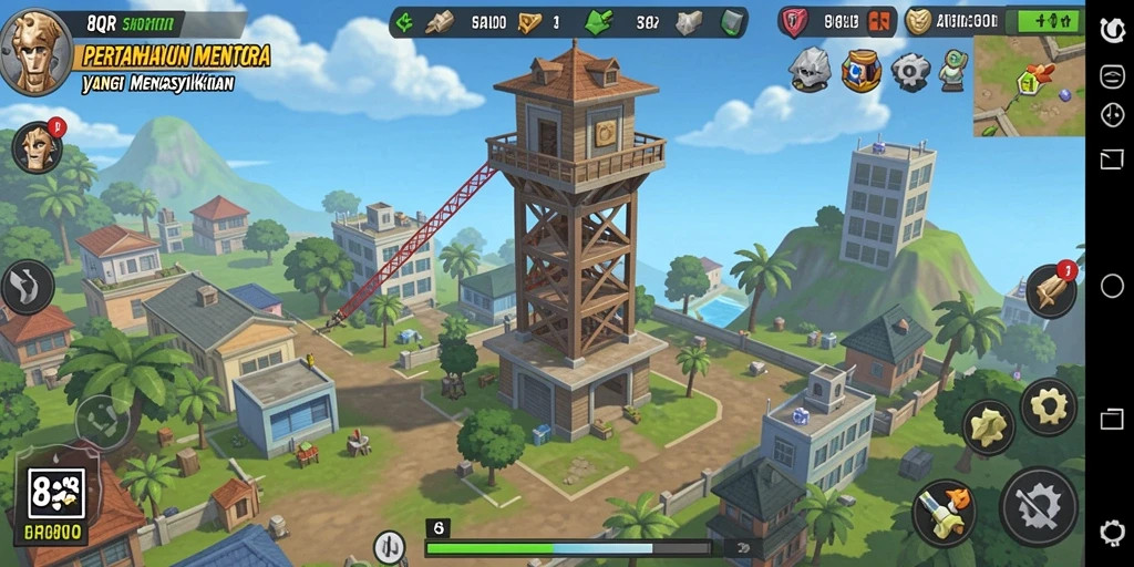 Tampilan gameplay menara pertahanan yang seru dan menantang.