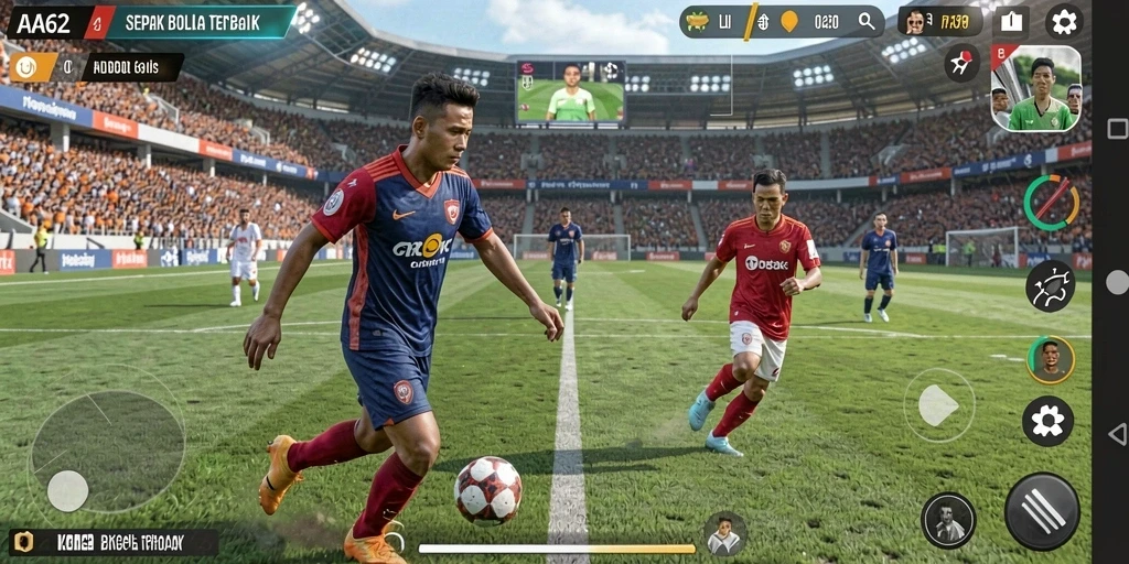 Tampilan gameplay sepak bola yang mendebarkan dan realistis di AA62.
