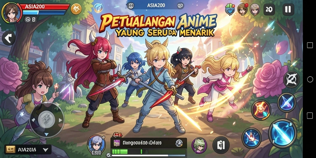 Gameplay ASIA200 menampilkan pertarungan seru dengan karakter anime.