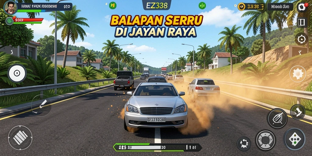 Tangkapan layar gameplay balapan yang mendebarkan dan penuh aksi.