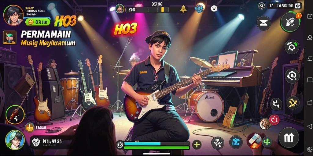 Screenshot gameplay HO3 menampilkan aksi seru dalam memainkan lagu.