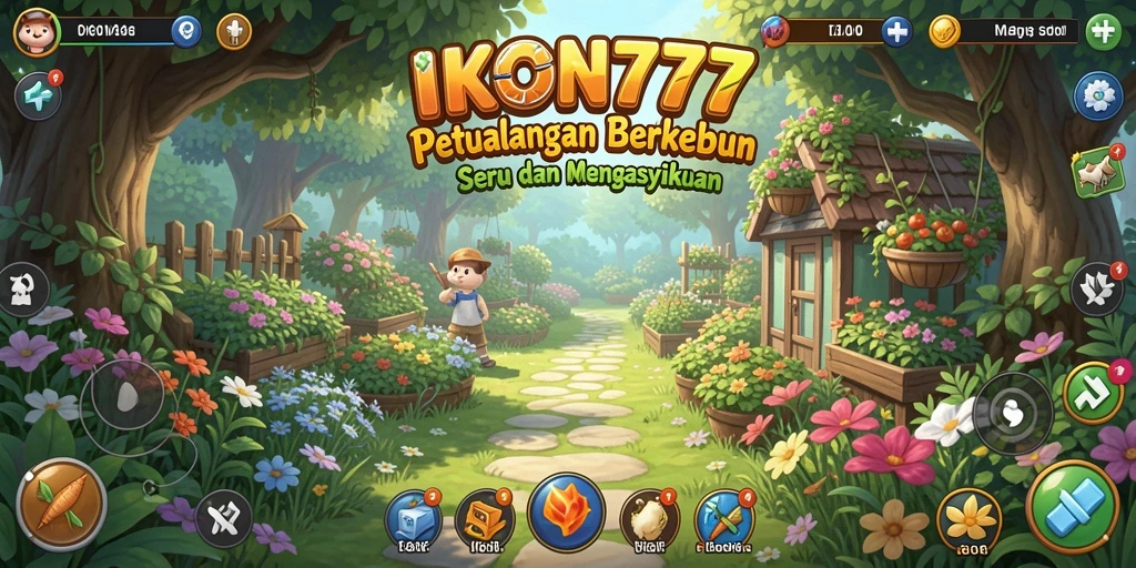 Screenshot IKON777 menampilkan gameplay pertanian yang penuh warna dan interaktif.