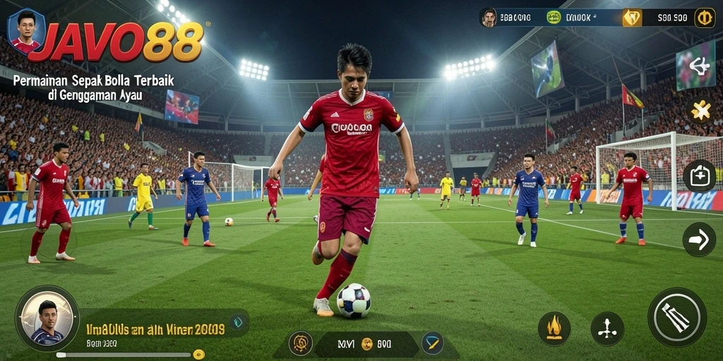 Tampilan gameplay <strong>JAVO88</strong> yang penuh aksi dan strategi sepak bola.