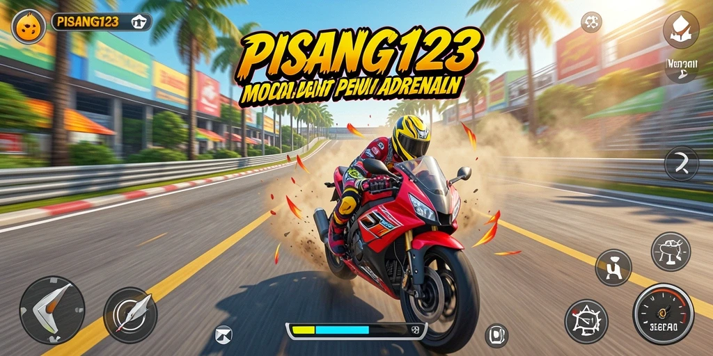 Gameplay seru PISANG123 dengan balapan motor yang mendebarkan.