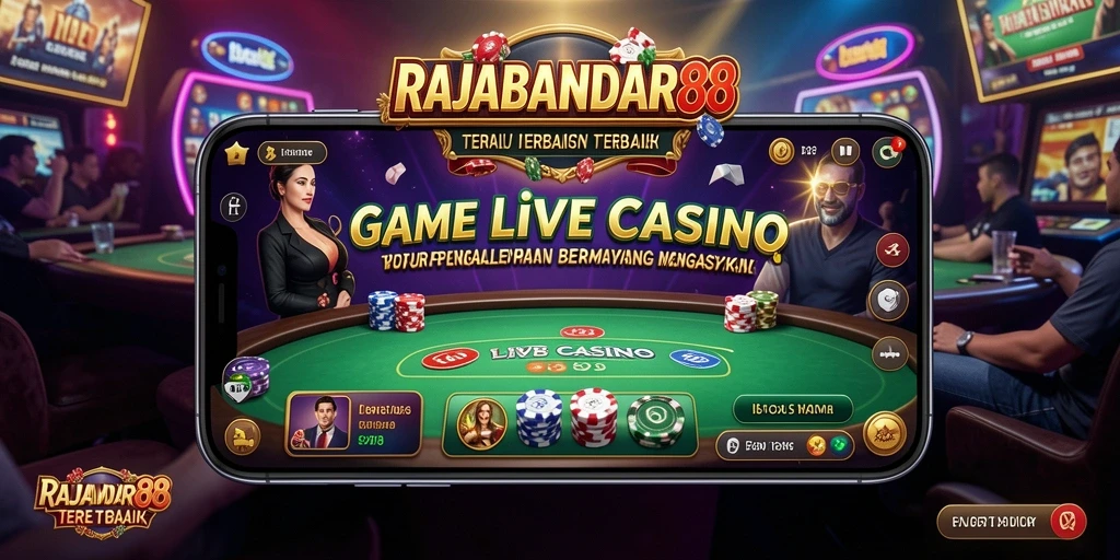 Tampilan gameplay yang memukau dan interaksi dealer langsung.
