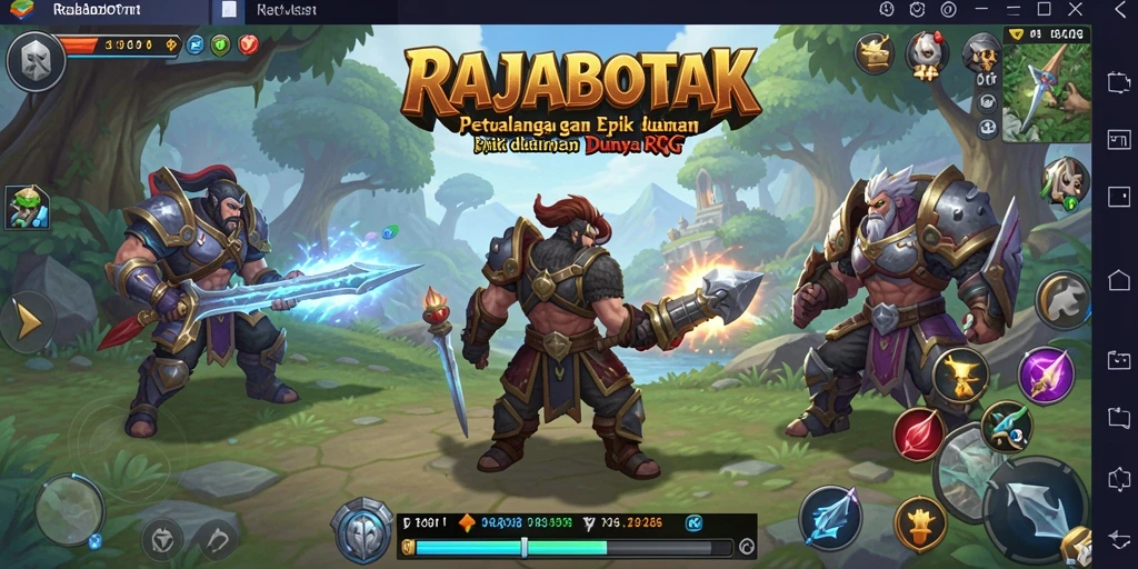 Tangkapan layar utama RAJABOTAK menampilkan aksi gameplay RPG yang menegangkan.