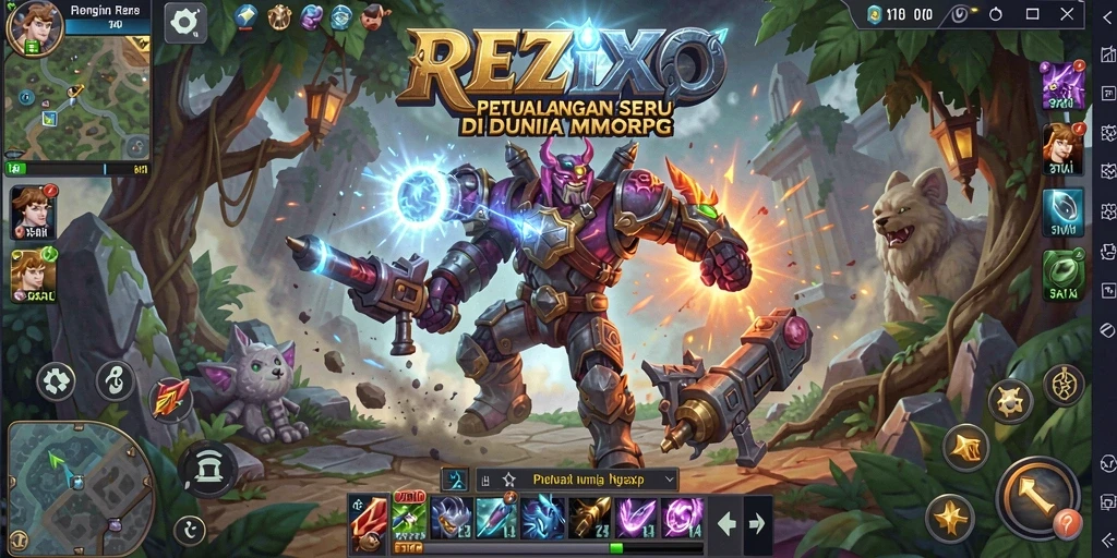 Tampilan gameplay epik di dunia <strong>REZIXO</strong>, penuh aksi dan petualangan.