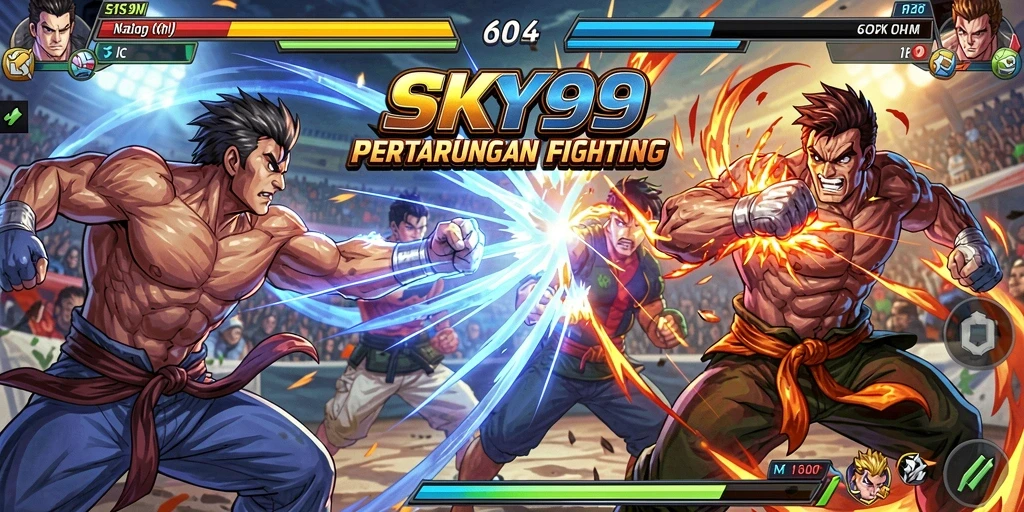 Tampilan aksi seru dari gameplay <strong>SKY99</strong> dengan pertarungan yang menggetarkan.