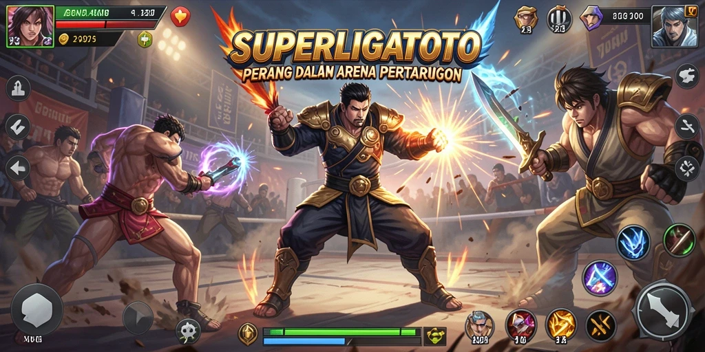 Tampilan aksi mendebarkan di arena pertarungan SUPERLIGATOTO.